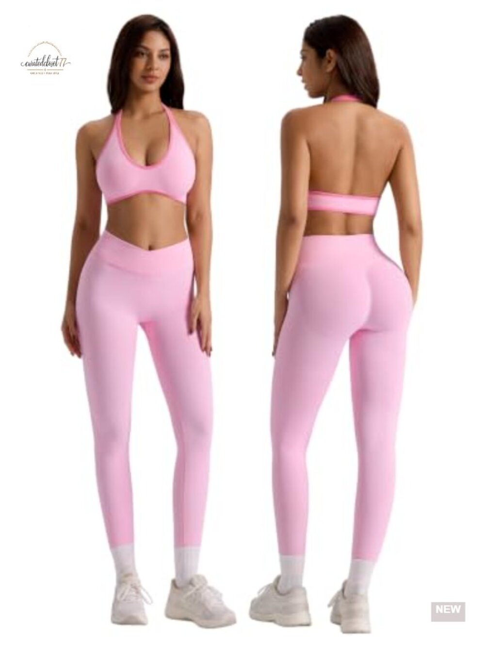 Women's 2 Piece Workout Set Halter Sports Bra and High Waisted Yoga Leggings